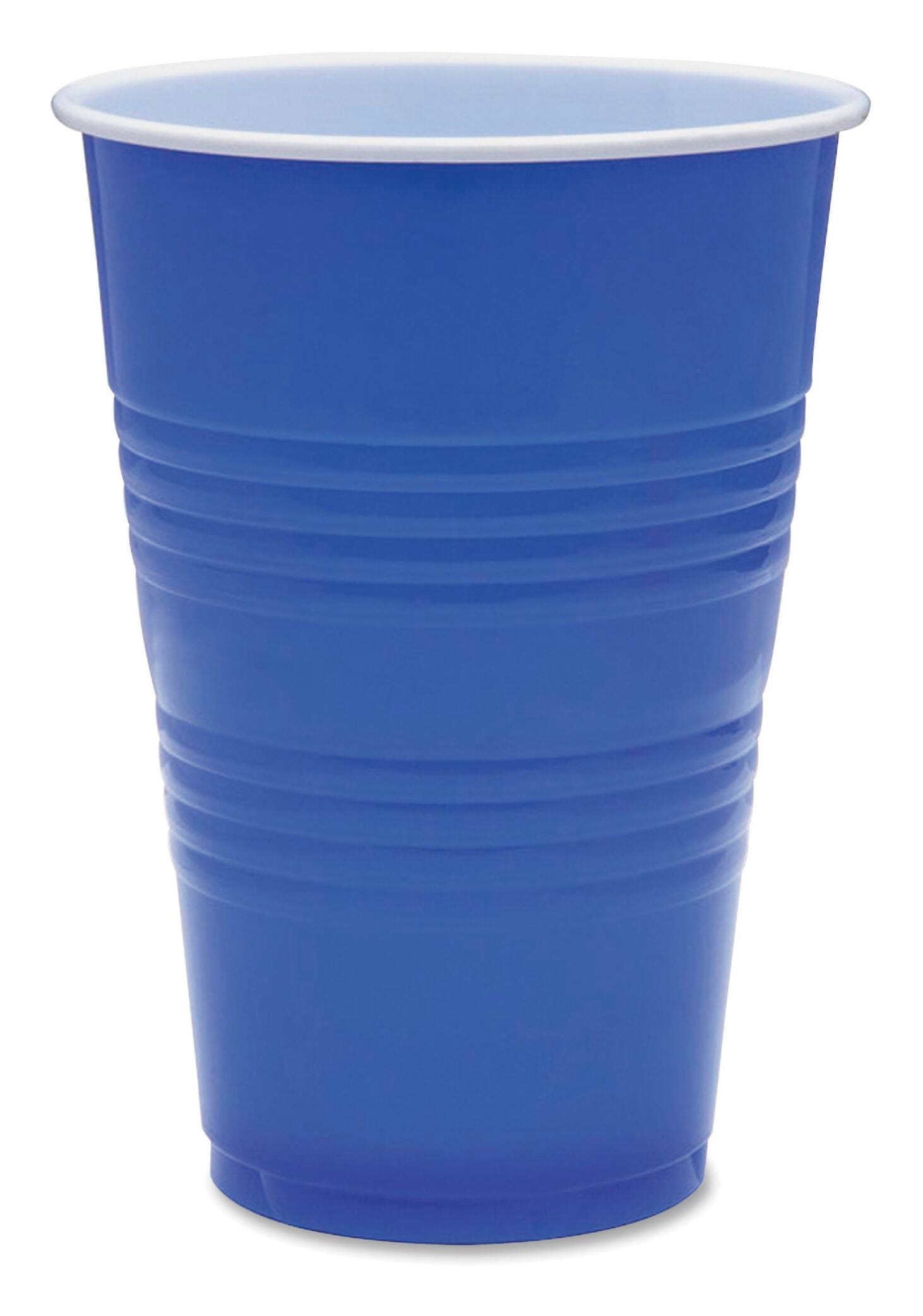 Genuine Joe Disposable Party Cup, 16 Ounces, Blue, Pack of 50, Item Number 1445614
